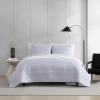 imageVera Wang  Quilt Set Super Soft Bedding with Matching Sham Elegant Room Essentials Seersucker Stripe Blue QueenRainbow Stitch Blue
