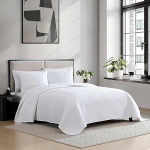 imageVera Wang  Quilt Set Super Soft Bedding with Matching Shams Back Closure for Easy Removal Modern Style Home Essentials Cotton Voile Solid White QueenCotton Voile Solid White