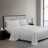 imageVera Wang  Queen Sheet Set ButterySoft Bed Sheets wa Naturally Silky Smooth Cotton Sateen Lightweight Feel  Matching Pillowcases ampamp Fitted Sheet Etched Stripe GreyEtched Stripe Grey