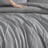 imageVera Wang  Duvet Cover Queen Size Soft Cotton Face wCrisp Cotton Percale Reverse Lightweight Bedding for Year Round Comfort 3 Piece Bed Set wMatching Pillowcases Woven Tucks GreyWoven Tucks Grey