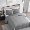 imageVera Wang  Duvet Cover Queen Size Soft Cotton Face wCrisp Cotton Percale Reverse Lightweight Bedding for Year Round Comfort 3 Piece Bed Set wMatching Pillowcases Woven Tucks GreyWoven Tucks Grey