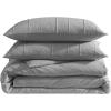 imageVera Wang  Duvet Cover Queen Size Soft Cotton Face wCrisp Cotton Percale Reverse Lightweight Bedding for Year Round Comfort 3 Piece Bed Set wMatching Pillowcases Woven Tucks GreyWoven Tucks Grey