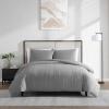 imageVera Wang  Duvet Cover Queen Size Soft Cotton Face wCrisp Cotton Percale Reverse Lightweight Bedding for Year Round Comfort 3 Piece Bed Set wMatching Pillowcases Woven Tucks GreyWoven Tucks Grey