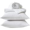 imageVera Wang  Queen Size Sheets Set Smooth ampamp Crisp Cotton wTextured Weave Lightweight for Year Round Comfort Bed Sheets with Matching Pillowcases ampamp Fitted Sheet Dobby Stripe WhiteCool Comfort White