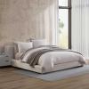 imageVera Wang  Queen Size Sheets Set Smooth ampamp Crisp Cotton wTextured Weave Lightweight for Year Round Comfort Bed Sheets with Matching Pillowcases ampamp Fitted Sheet Dobby Stripe WhiteCool Comfort Pink