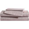 imageVera Wang  Queen Size Sheets Set Smooth ampamp Crisp Cotton wTextured Weave Lightweight for Year Round Comfort Bed Sheets with Matching Pillowcases ampamp Fitted Sheet Dobby Stripe WhiteCool Comfort Pink