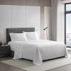 imageVera Wang  Queen Size Sheets Set Smooth ampamp Crisp Cotton wTextured Weave Lightweight for Year Round Comfort Bed Sheets with Matching Pillowcases ampamp Fitted Sheet Dobby Stripe WhiteCool Comfort White