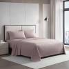 imageVera Wang  Queen Size Sheets Set Smooth ampamp Crisp Cotton wTextured Weave Lightweight for Year Round Comfort Bed Sheets with Matching Pillowcases ampamp Fitted Sheet Dobby Stripe WhiteCool Comfort Pink