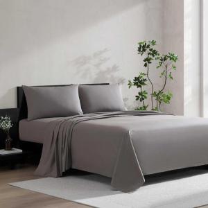 imageVera Wang  Queen Size Sheets Set MoistureWicking ampamp Smooth Cooling Cotton Lightweight for Year Round Comfort Bed Sheets with Matching Pillowcases ampamp Fitted Sheet Cool Comfort BrownCool Comfort Grey