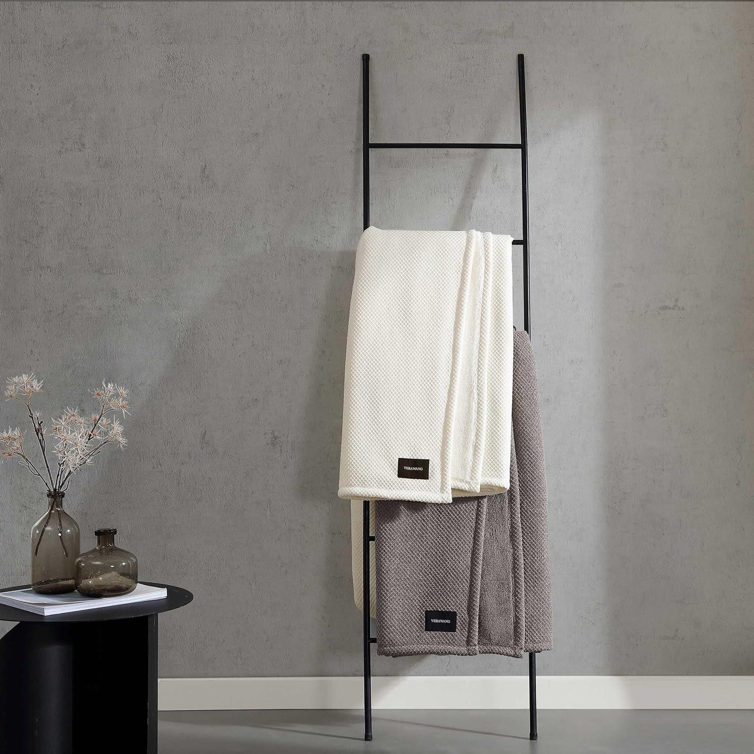 imageVera Wang  Queen Size Blanket Soft Textured Bedding with Cozy Chenille Finish ampamp Refined Jacquard Weave Throw Blanket for Bed or Couch with WhipStitch Hem BrownBeige