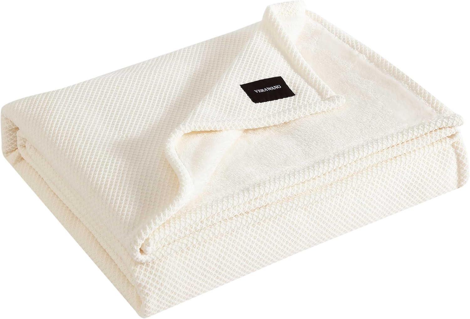 imageVera Wang  Queen Size Blanket Soft Textured Bedding with Cozy Chenille Finish ampamp Refined Jacquard Weave Throw Blanket for Bed or Couch with WhipStitch Hem BrownBeige