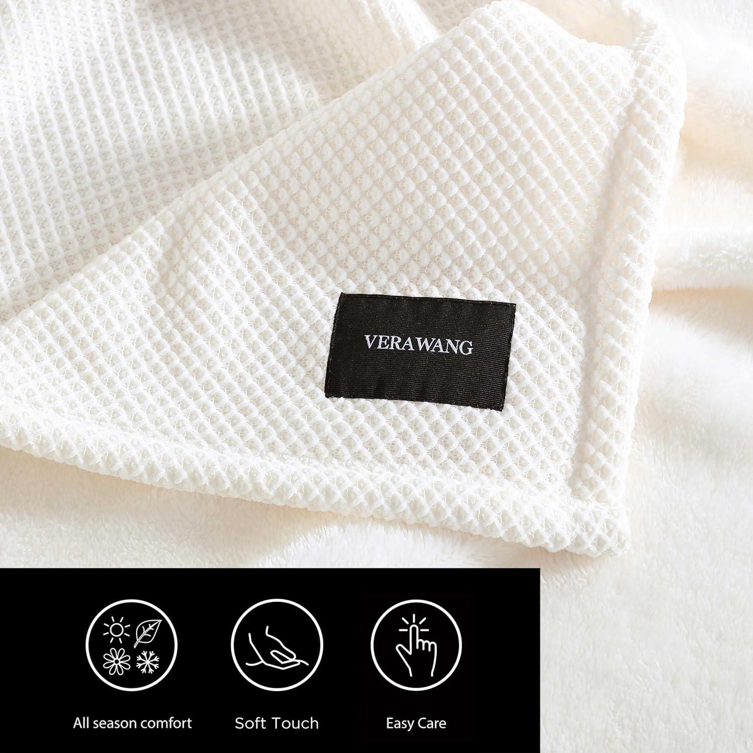 imageVera Wang  Queen Size Blanket Soft Textured Bedding with Cozy Chenille Finish ampamp Refined Jacquard Weave Throw Blanket for Bed or Couch with WhipStitch Hem BrownBeige