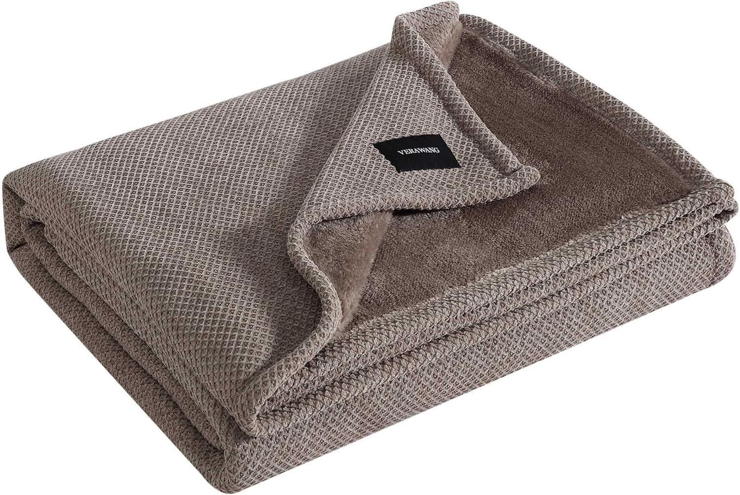 imageVera Wang  Queen Size Blanket Soft Textured Bedding with Cozy Chenille Finish ampamp Refined Jacquard Weave Throw Blanket for Bed or Couch with WhipStitch Hem BrownBrown