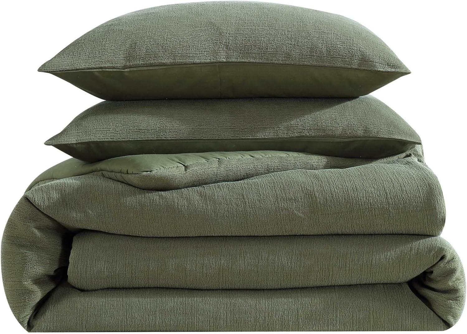 imageVera Wang  Queen Duvet Cover Set Cotton Blend Bedding with Silky Smooth Cotton Percale Reverse 3 Piece Bed Set with Matching Button Closure Pillowcases Carved Lines GreenCarved Lines Green
