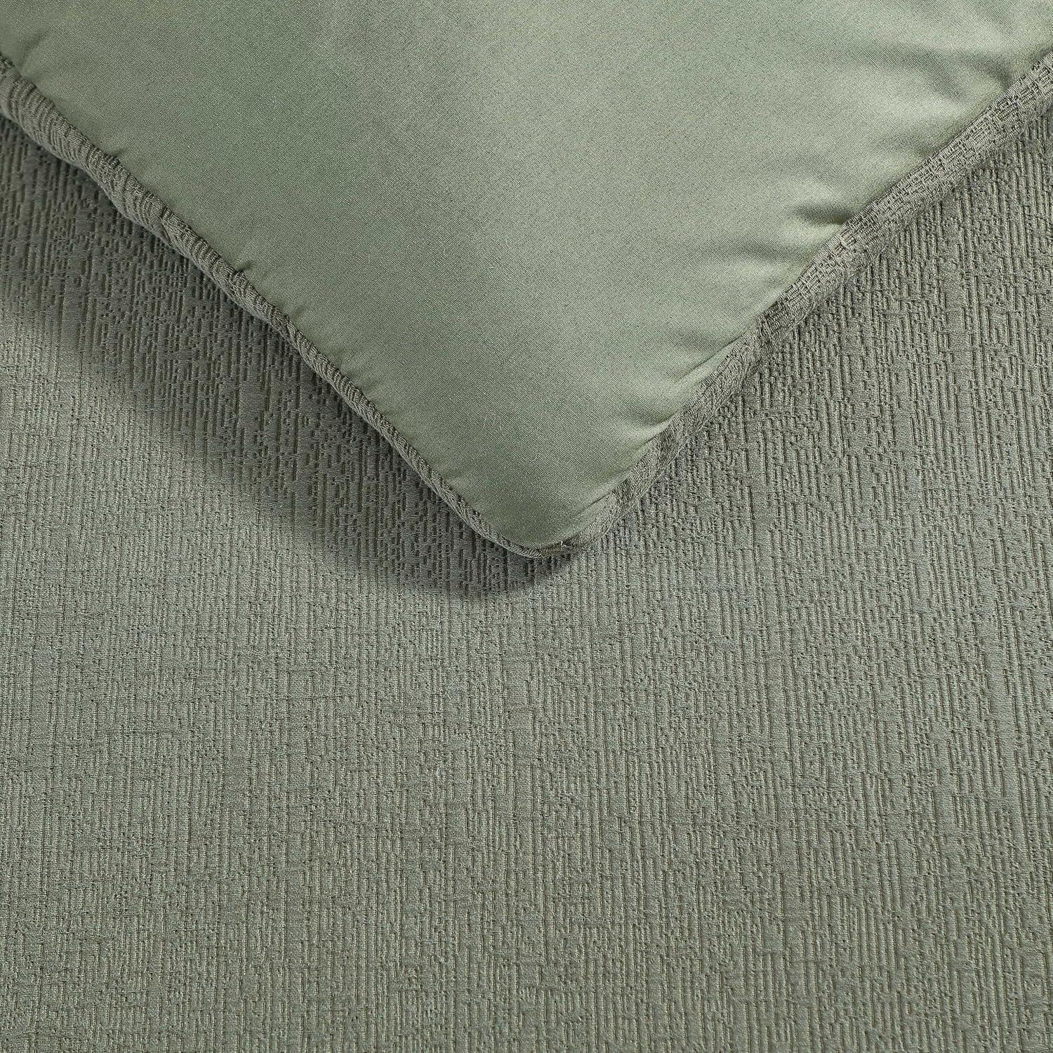 imageVera Wang  Queen Duvet Cover Set Cotton Blend Bedding with Silky Smooth Cotton Percale Reverse 3 Piece Bed Set with Matching Button Closure Pillowcases Carved Lines GreenCarved Lines Green