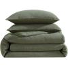 imageVera Wang  Queen Duvet Cover Set Cotton Blend Bedding with Silky Smooth Cotton Percale Reverse 3 Piece Bed Set with Matching Button Closure Pillowcases Carved Lines GreenCarved Lines Green