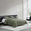 imageVera Wang  Queen Duvet Cover Set Cotton Blend Bedding with Silky Smooth Cotton Percale Reverse 3 Piece Bed Set with Matching Button Closure Pillowcases Carved Lines GreenCarved Lines Green