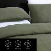 imageVera Wang  Queen Duvet Cover Set Cotton Blend Bedding with Silky Smooth Cotton Percale Reverse 3 Piece Bed Set with Matching Button Closure Pillowcases Carved Lines GreenCarved Lines Green