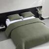 imageVera Wang  Queen Duvet Cover Set Cotton Blend Bedding with Silky Smooth Cotton Percale Reverse 3 Piece Bed Set with Matching Button Closure Pillowcases Carved Lines GreenCarved Lines Green