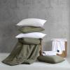imageVera Wang  Queen Duvet Cover Set Cotton Blend Bedding with Silky Smooth Cotton Percale Reverse 3 Piece Bed Set with Matching Button Closure Pillowcases Carved Lines GreenCarved Lines Green