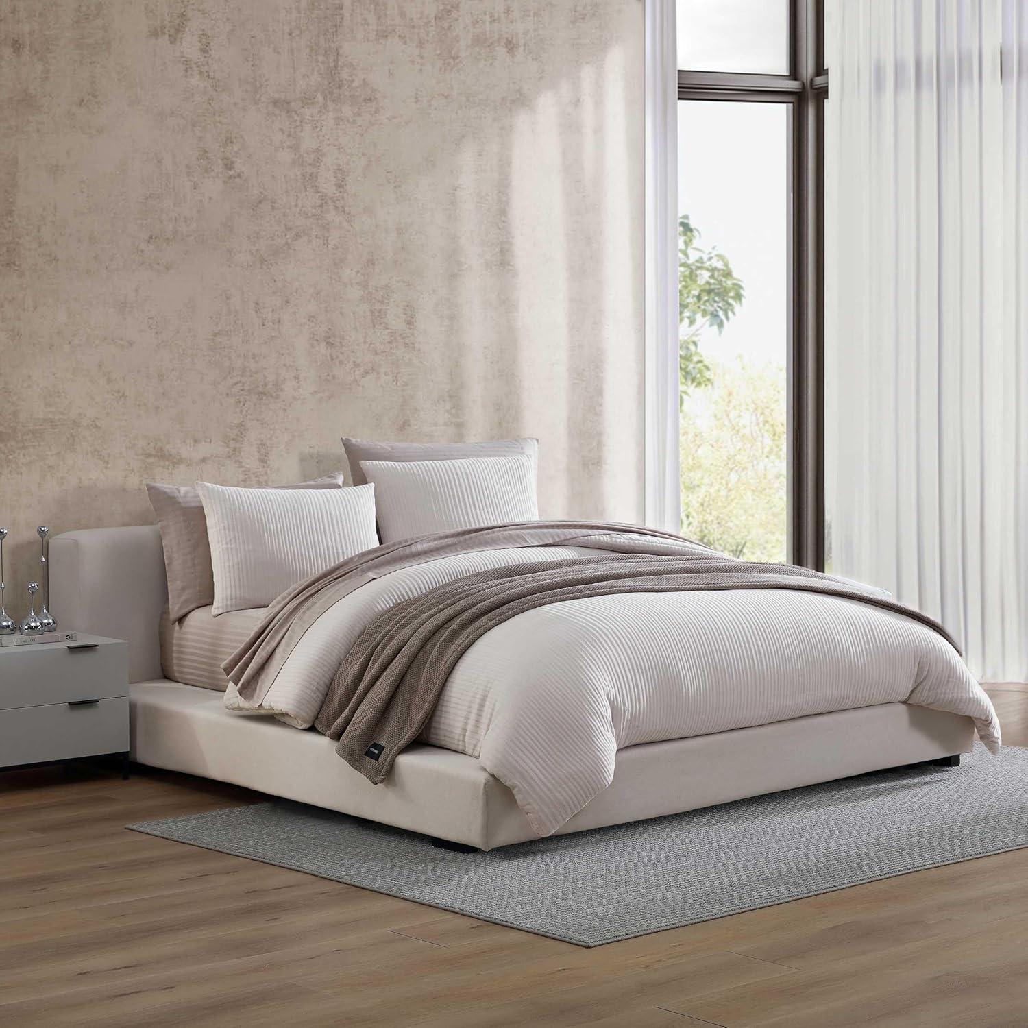 imageVera Wang  King Comforter Set UltraSoft Chenille Bedding wMatching Pillowcases Lightweight for Year Round Comforter 3 Piece Bed Set BeigeChenille Beige