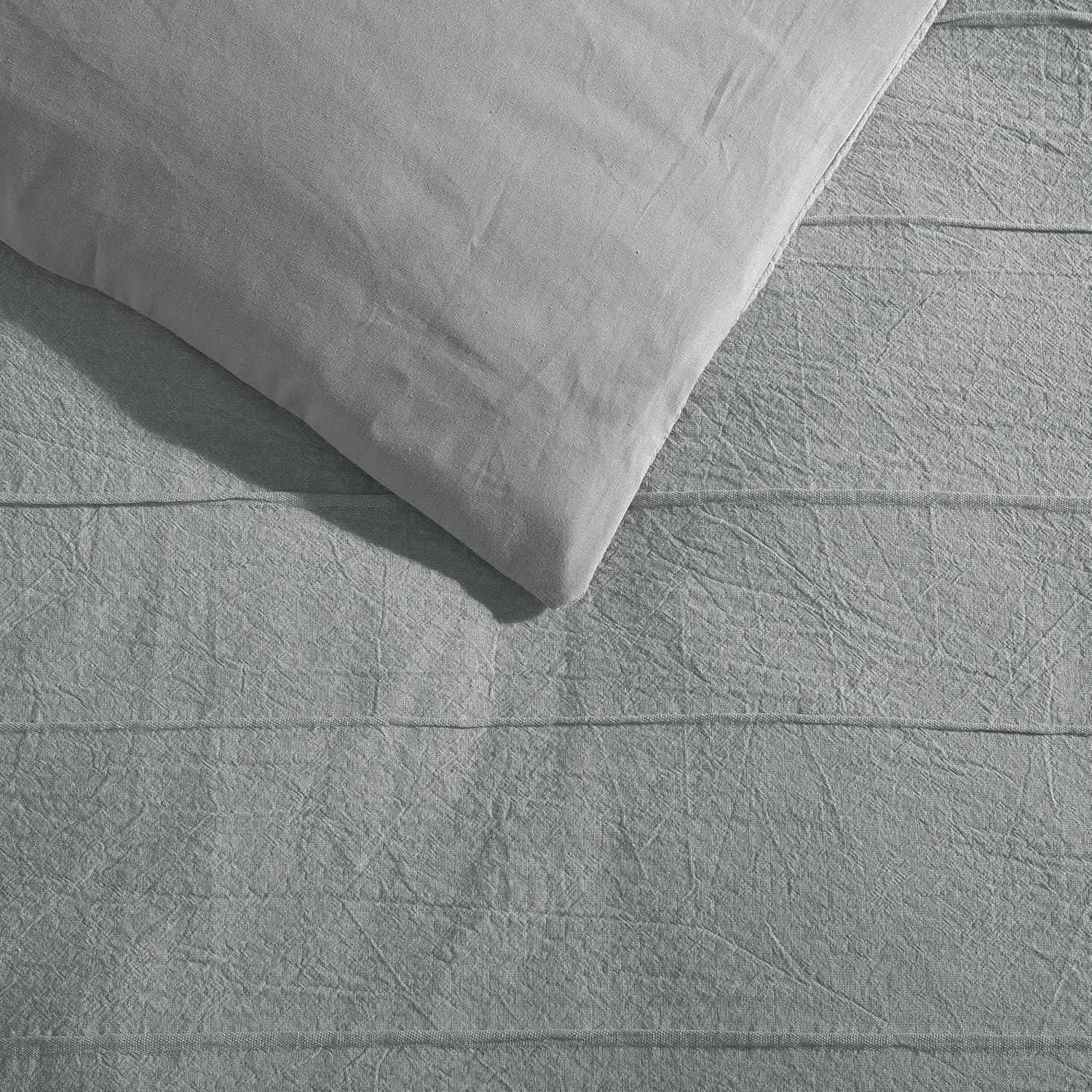 imageVera Wang  King Comforter Set UltraSoft Chenille Bedding wMatching Pillowcases Lightweight for Year Round Comforter 3 Piece Bed Set BeigeTucks Grey