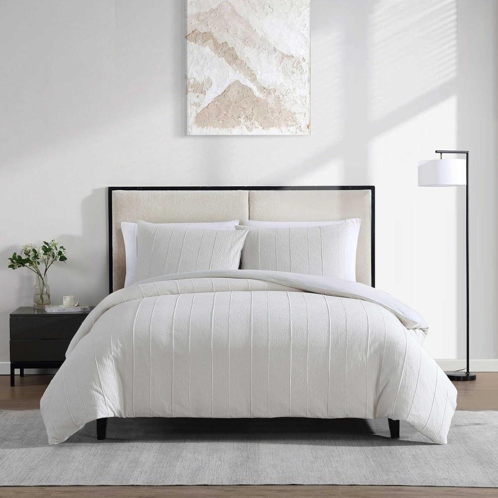 imageVera Wang  King Comforter Set UltraSoft Chenille Bedding wMatching Pillowcases Lightweight for Year Round Comforter 3 Piece Bed Set BeigeTucks Beige