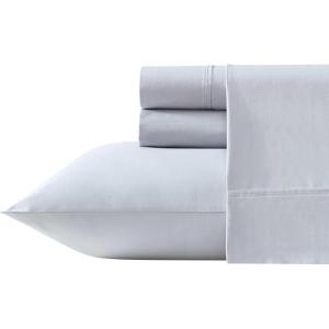imageVera Wang  Queen Sheet Set 100 Egyptian Cotton Percale Bed Sheets with a Smooth ampamp Crisp Feel Deep Pockets Bedding with Matching Fitted Sheet ampamp Pillowcases BeigeBlue