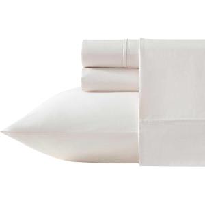 imageVera Wang  Queen Sheet Set 100 Egyptian Cotton Percale Bed Sheets with a Smooth ampamp Crisp Feel Deep Pockets Bedding with Matching Fitted Sheet ampamp Pillowcases BeigePink