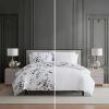 image:imageVera Wang  Queen Comforter Set Reversible Floral Bedding with a Naturally Soft Feel 3 Piece Bed Set with Matching Pillowcases Noir BouquetIkat Line GreyNoir BouquetIkat Line Grey