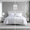 image:imageVera Wang  Queen Comforter Set Reversible Floral Bedding with a Naturally Soft Feel 3 Piece Bed Set with Matching Pillowcases Noir BouquetIkat Line GreyBlurred Plaid Tatami Blue