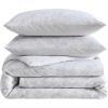 image:imageVera Wang  Queen Size Duvet Cover Set 100 Soft amp Smooth Cotton Sateen Floral Bedding 3Piece Reversible Bed Set with Matching Pillowcases Nebulous FlowerEtched Stripe Grey