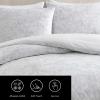 image:imageVera Wang  Queen Size Duvet Cover Set 100 Soft amp Smooth Cotton Sateen Floral Bedding 3Piece Reversible Bed Set with Matching Pillowcases Nebulous FlowerEtched Stripe Grey