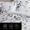 image:imageVera Wang  Queen Size Duvet Cover Set 100 Soft amp Smooth Cotton Sateen Floral Bedding 3Piece Reversible Bed Set with Matching Pillowcases Noir BouquetIkat Line GreyNoir Bouquet Ikat Line Grey