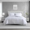 image:imageVera Wang  Queen Comforter Set Reversible Floral Bedding with a Naturally Soft Feel 3 Piece Bed Set with Matching Pillowcases Noir BouquetIkat Line GreyBlurred Plaid Tatami Blue