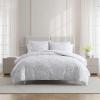 image:imageVera Wang  Queen Size Duvet Cover Set 100 Soft amp Smooth Cotton Sateen Floral Bedding 3Piece Reversible Bed Set with Matching Pillowcases Nebulous FlowerEtched Stripe Grey