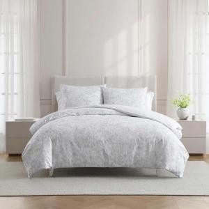 image:imageVera Wang  Queen Comforter Set Reversible Floral Bedding with a Naturally Soft Feel 3 Piece Bed Set with Matching Pillowcases Nebulous FlowerEtched Stripe GreyNebulous FlowerEtched Stripe Grey