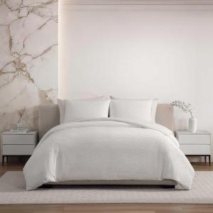 image:imageVera Wang  Queen Size Duvet Cover Set 100 Soft Textured Bed Set for Year Round Comfort 3Piece Reversible Bedding with Matching Pillowcases Crinkle Solid WhiteCrinkle Solid White