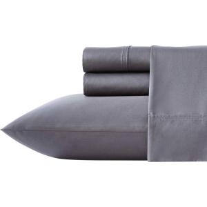image:imageVera Wang  Queen Sheet Set Silky Soft Sateen Bedding with Matching Pillowcases Fully Elastic Fitted Sheet Deep Pocket Bed Set Breathable AllSeason Comfort TriBlend BeigeGrey