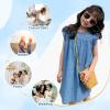 imageGirls Ruffle Dress Sleeveless Casual Summer Dresses for Kids Party Wedding Princess Dress 19 YearsBlue