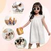 imageGirls Ruffle Dress Sleeveless Casual Summer Dresses for Kids Party Wedding Princess Dress 19 YearsWhite