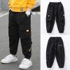 imageRolanko Boys Cargo Pants Casual Kids Joggers Elastic Waist Outdoor Hiking Baggy Trousers 414 YearsBblack