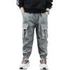 imageRolanko Boys Cargo Pants Casual Kids Joggers Elastic Waist Outdoor Hiking Baggy Trousers 414 YearsBgrey