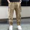 imageRolanko Boys Cargo Pants Casual Kids Joggers Elastic Waist Outdoor Hiking Baggy Trousers 414 YearsD3khaki