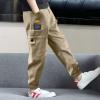 imageRolanko Boys Cargo Pants Casual Kids Joggers Elastic Waist Outdoor Hiking Baggy Trousers 414 YearsD3khaki