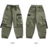 imageRolanko Boys Cargo Pants Casual Kids Joggers Elastic Waist Outdoor Hiking Baggy Trousers 414 YearsE1green
