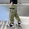 imageRolanko Boys Cargo Pants Casual Kids Joggers Elastic Waist Outdoor Hiking Baggy Trousers 414 YearsE1green