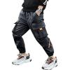 imageRolanko Boys Cargo Pants Casual Kids Joggers Elastic Waist Outdoor Hiking Baggy Trousers 414 YearsG1rust Grey