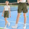 imageRolanko Girls Cargo Shorts Lightweight Parachute Short Pants with Pockets Summer Cargo Shorts for Kids Casual Hiking SportsGreen