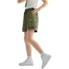 imageRolanko Girls Cargo Shorts Lightweight Parachute Short Pants with Pockets Summer Cargo Shorts for Kids Casual Hiking SportsGreen